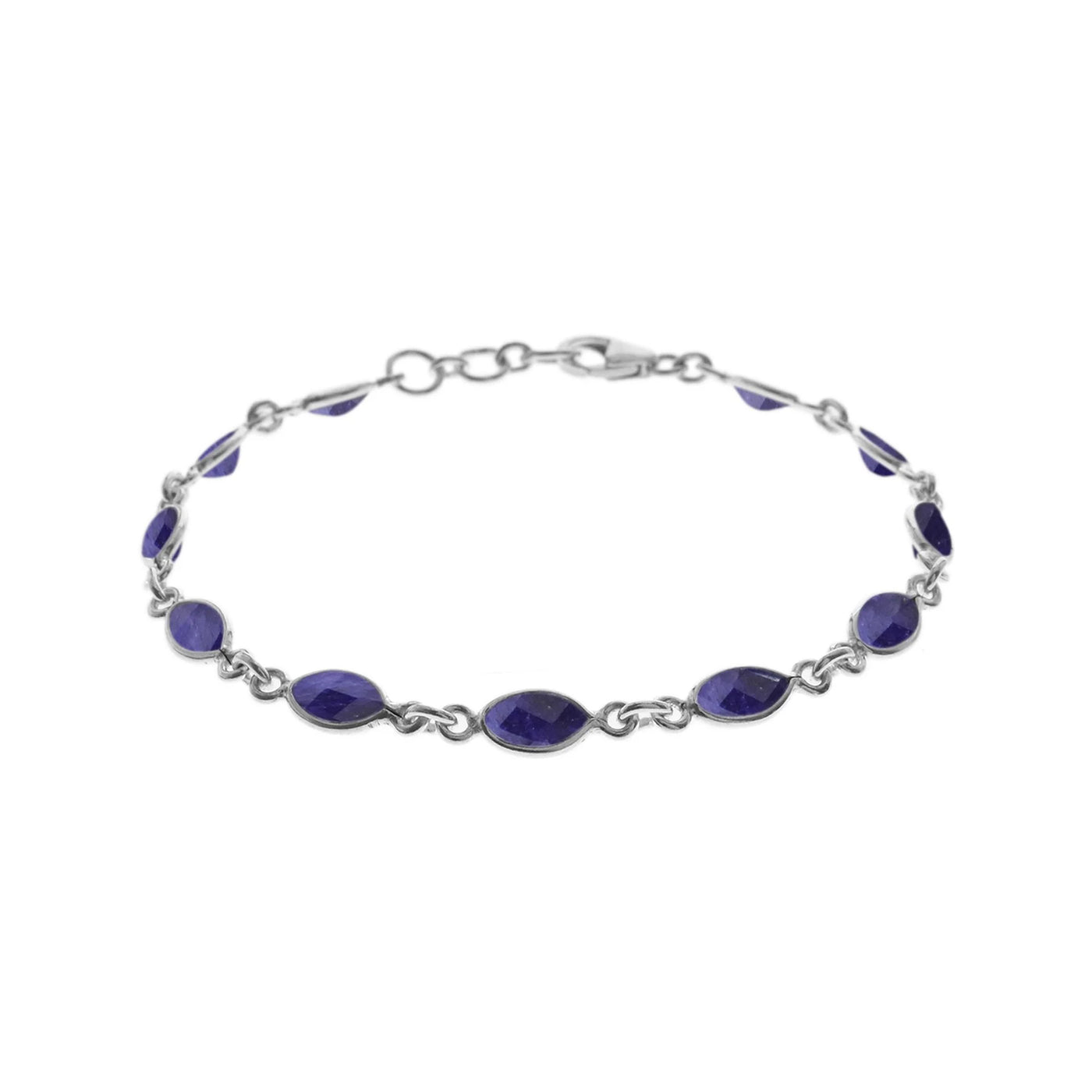 Sterling Silver Marquis Sapphire Quartz Bracelet
