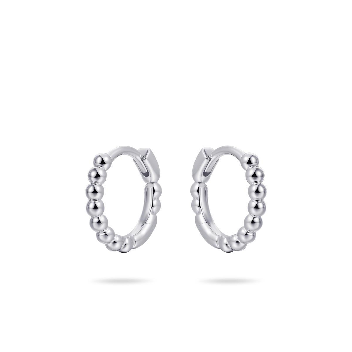 Sterling Silver Mini Beaded Hoop Earrings