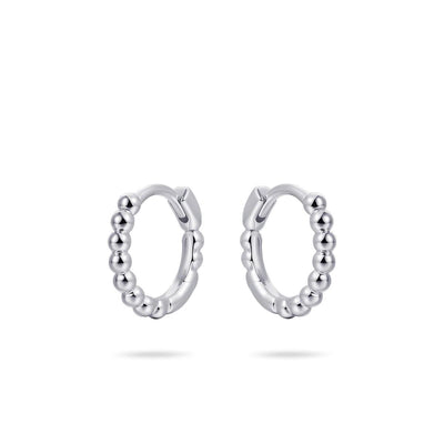 Sterling Silver Mini Beaded Hoop Earrings