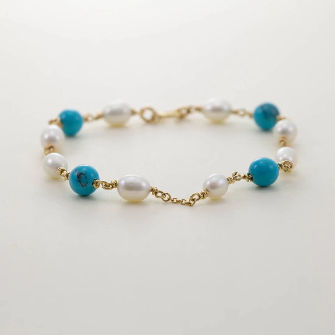 Simon Alexander 9ct Gold Turquoise & Pearl Bracelet