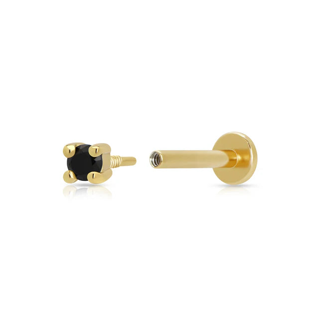 Scream Pretty Gold Black Cubic Zirconia Single Flat Back Earring
