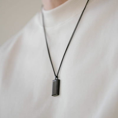 Stainless Steel Black Onyx Pendant Necklace