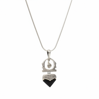 Sterling Silver Black Onyx Tuareg Pendant Necklace