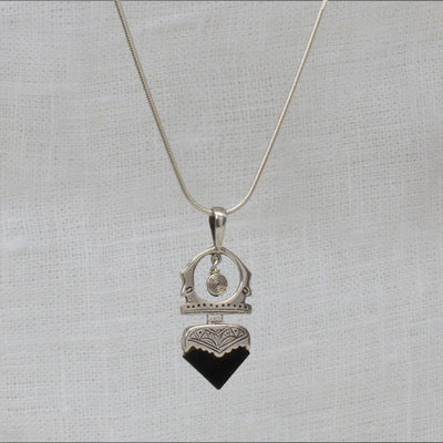 Sterling Silver Black Onyx Tuareg Pendant Necklace