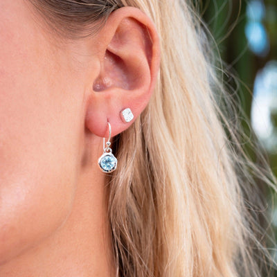 Blue Topaz Rock Drop Earrings - Rococo Jewellery