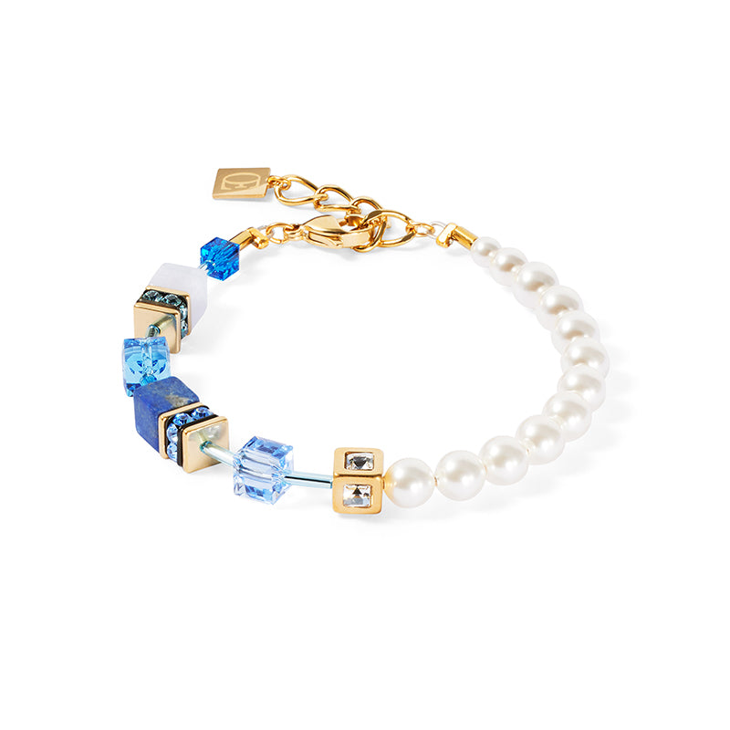 Coeur De Lion GeoCUBE® Precious Fusion Pearls Blue Gold Bracelet