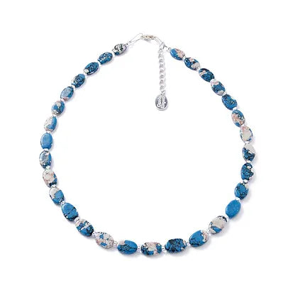 Carrie Elspeth Cobalt Marbled Ceramic Ovals Full Necklace