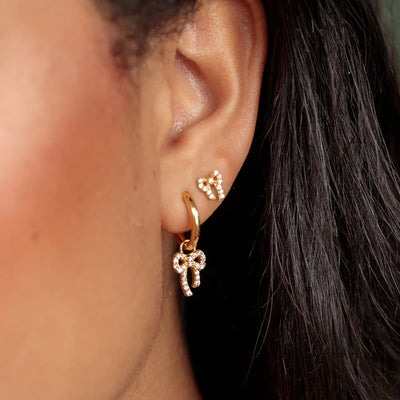 Scream Pretty Gold Vermeil Zirconia Bow Charm Hoop Earrings