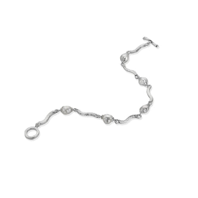 Sea Gems Silver Freshwater Pearl Water Effects Bracelet