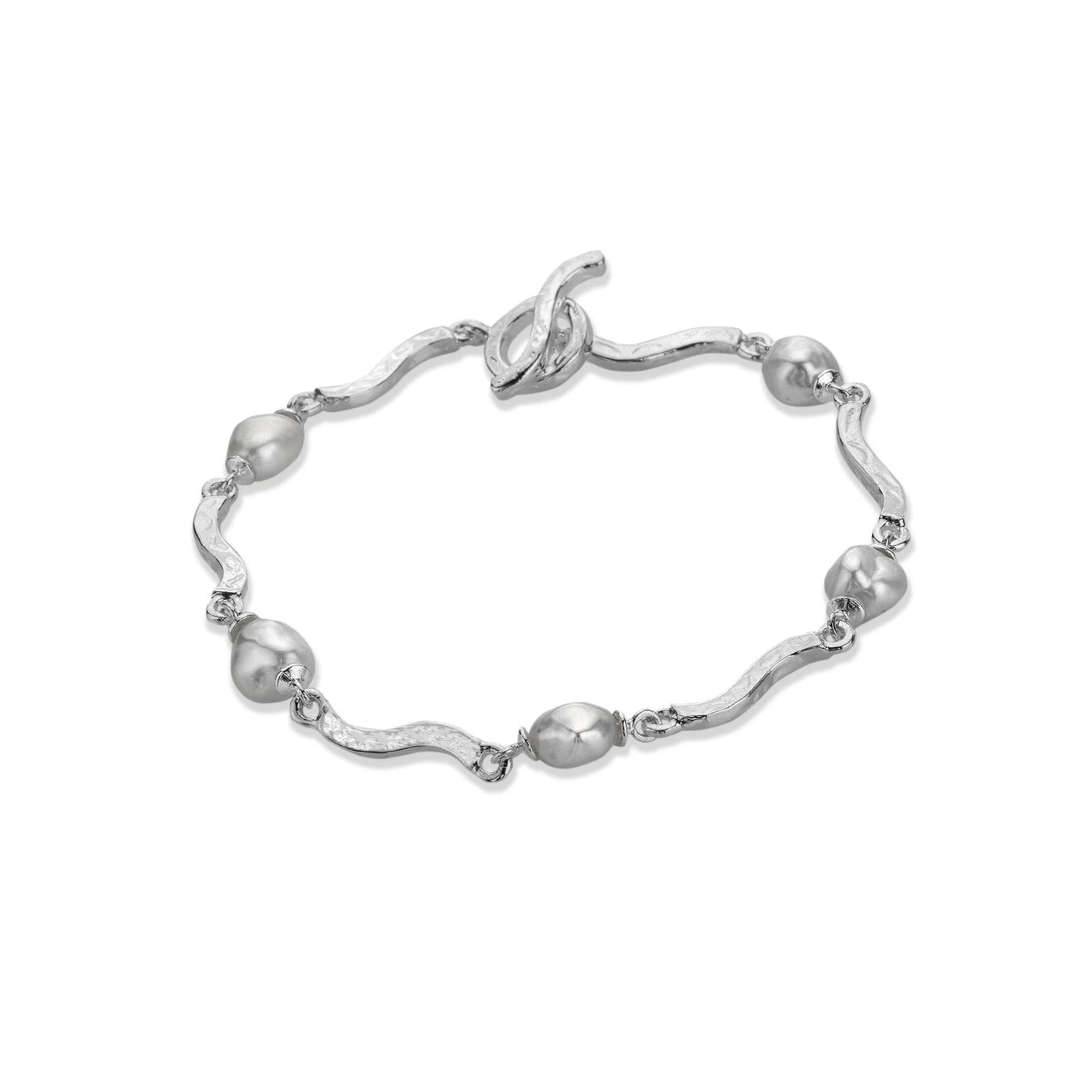 Sea Gems Silver Freshwater Pearl Water Effects Bracelet