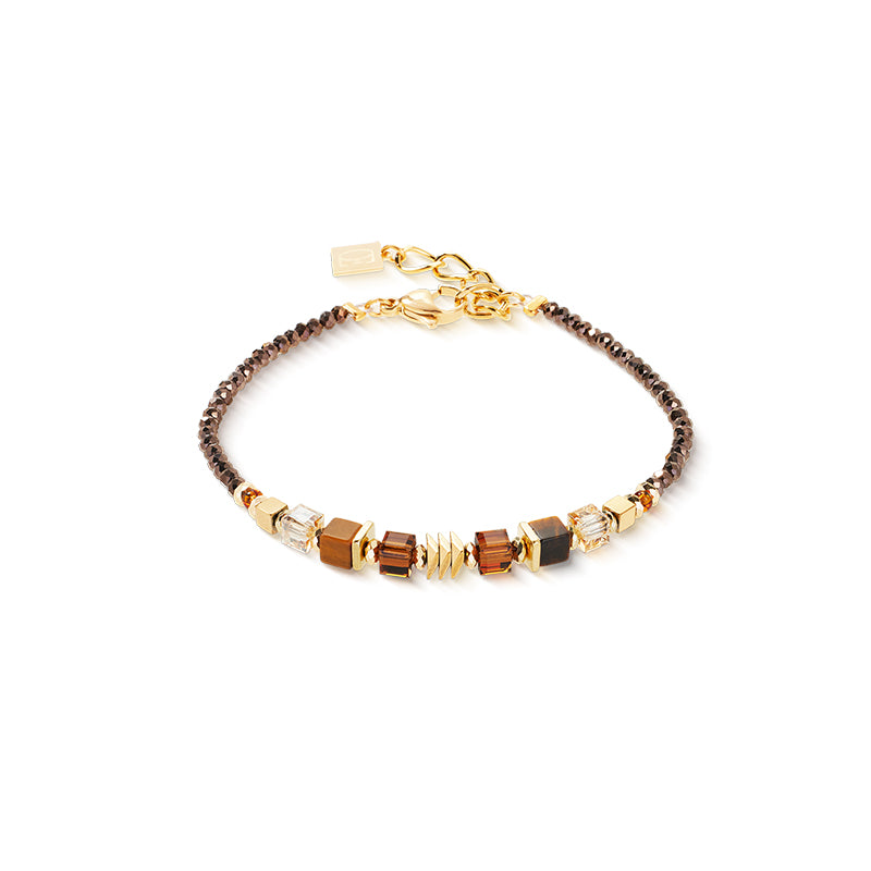 Coeur De Lion Bracelet Wave Cube Flow Gold Brown Bracelet