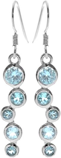 Sterling Silver Blue Topaz Bubble Drop Earrings