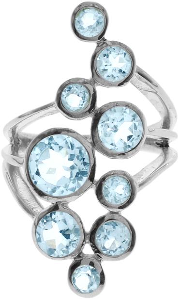 Sterling Silver Blue Topaz Split Shoulder Band Ring