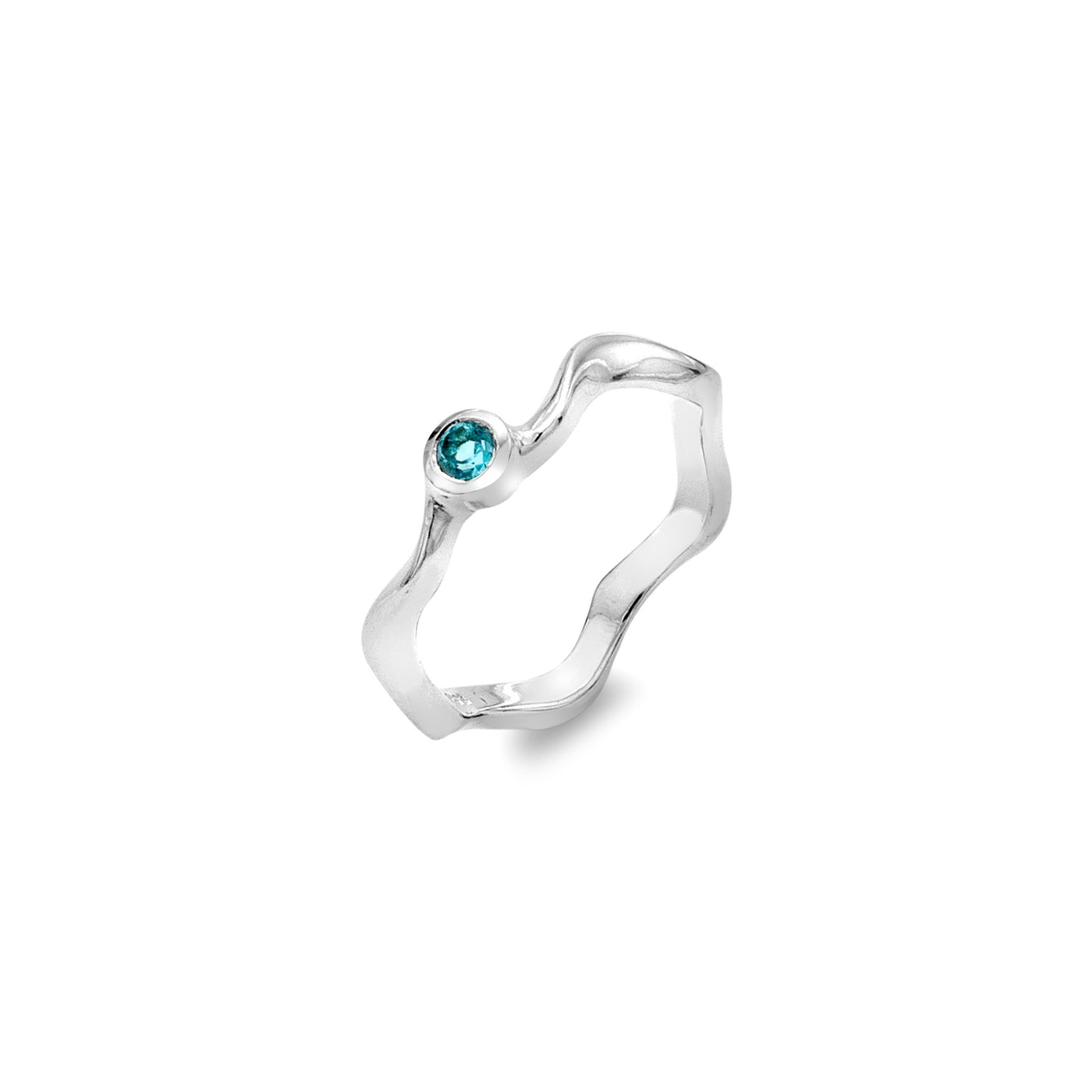 Sea Gems Sterling Silver Blue Topaz Water Ripples Ring