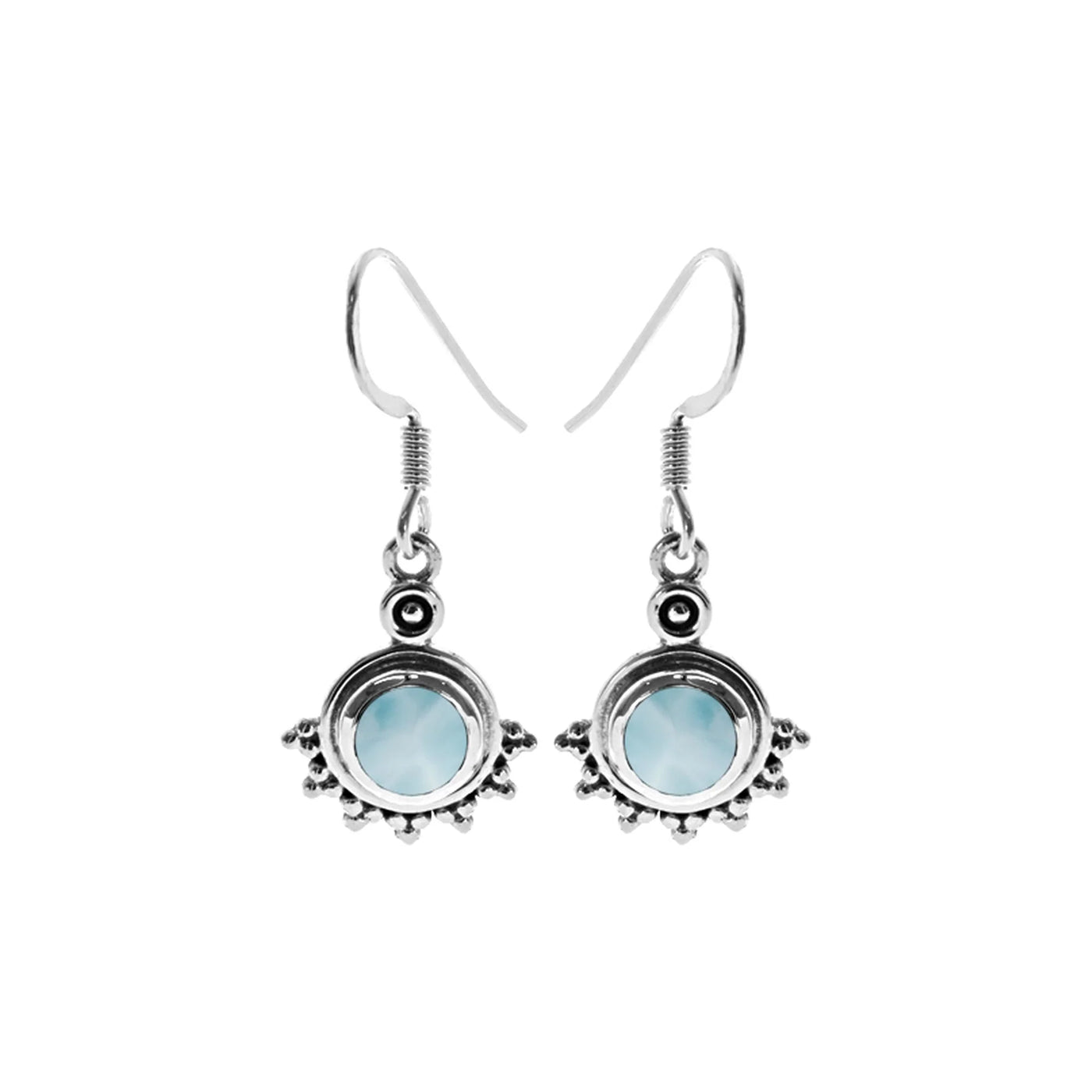 Sterling Silver Larimar Half Surround Earrings