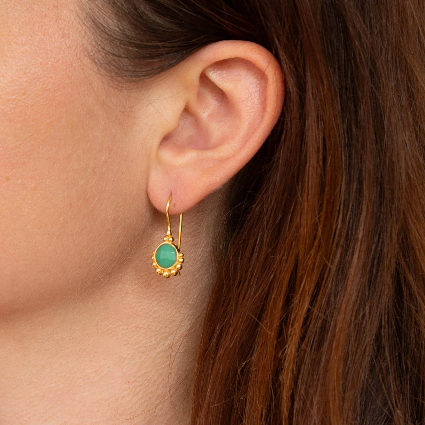 18ct Gold Vermeil Dot Chrysoprase Drop Earrings