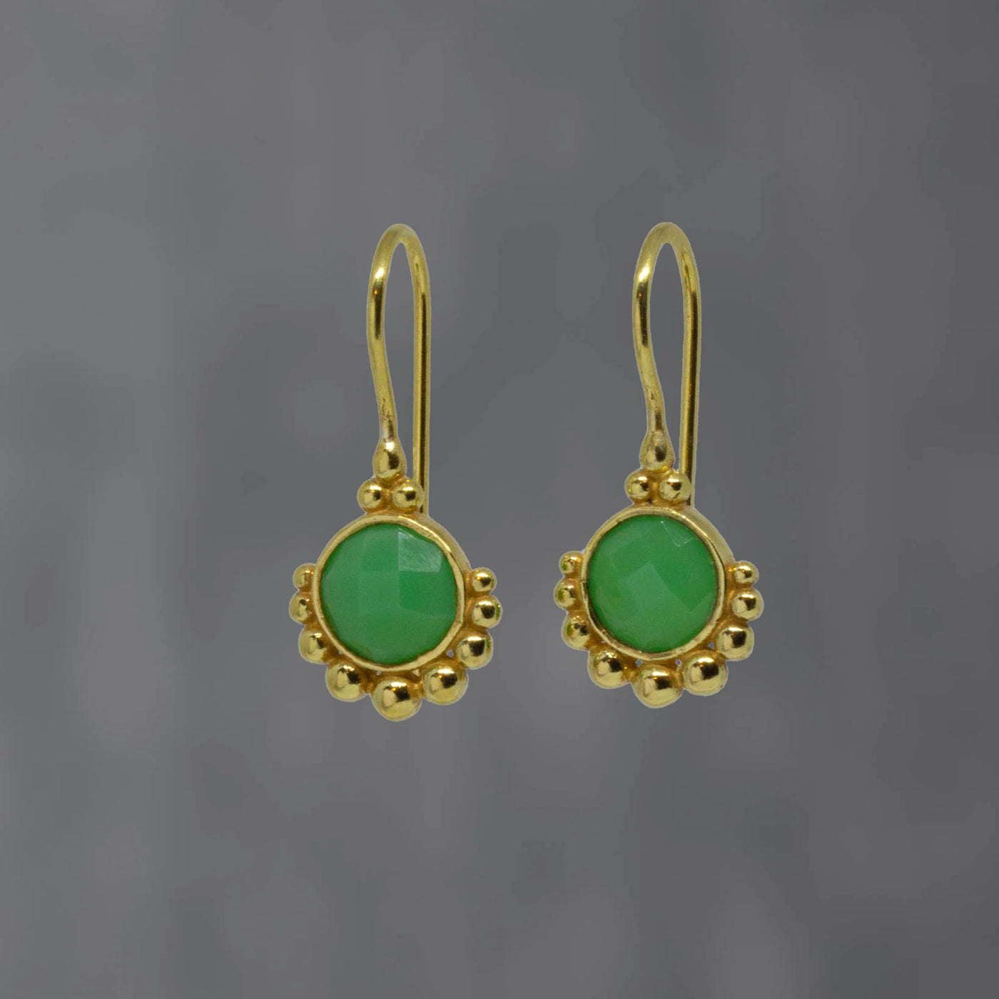 18ct Gold Vermeil Dot Chrysoprase Drop Earrings