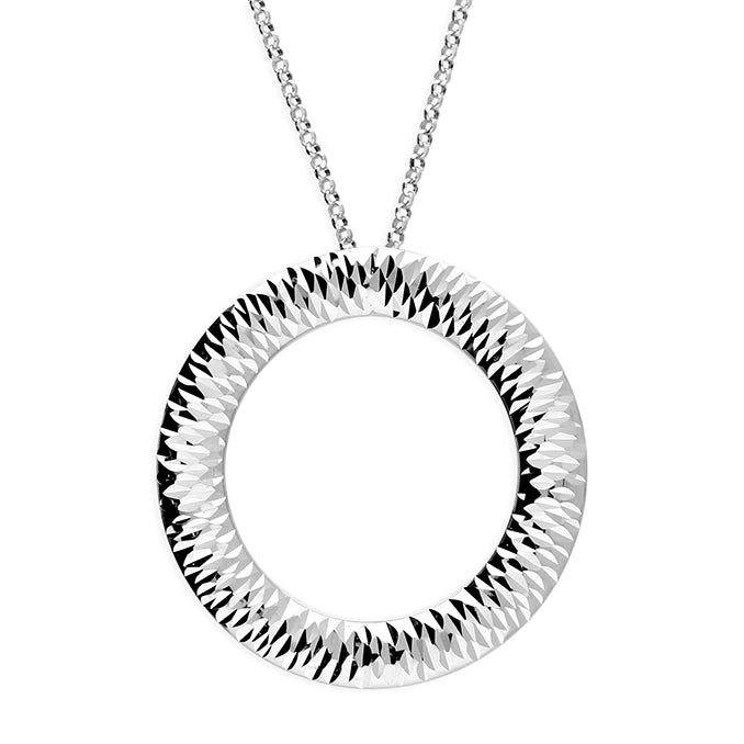 Sterling Silver Diamond-Cut Circle Pendant Necklace