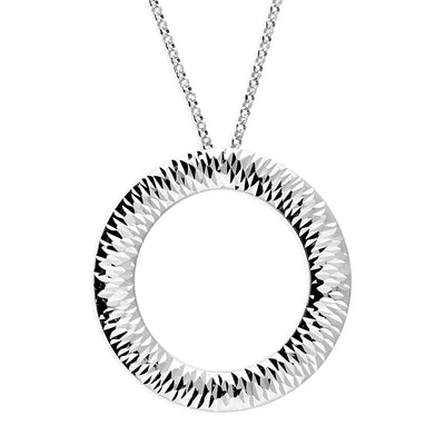 Sterling Silver Diamond-Cut Circle Pendant Necklace