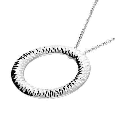 Sterling Silver Diamond-Cut Circle Pendant Necklace