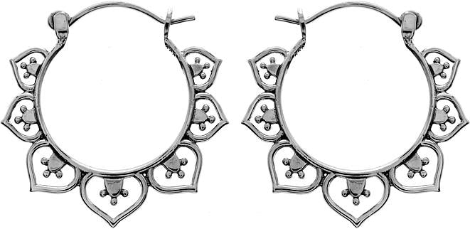 Sterling Silver Floral Creole Hoop Earrings