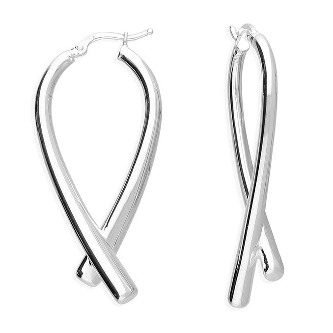 Sterling Silver Cross Hinged Hoop Earrings