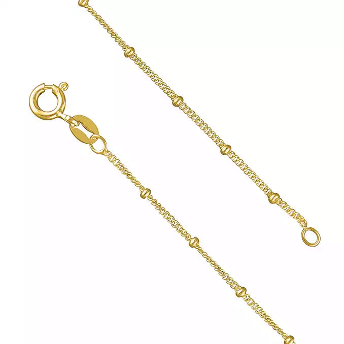 10ct Gold Plated Sterling Silver Satellite Curb Necklace