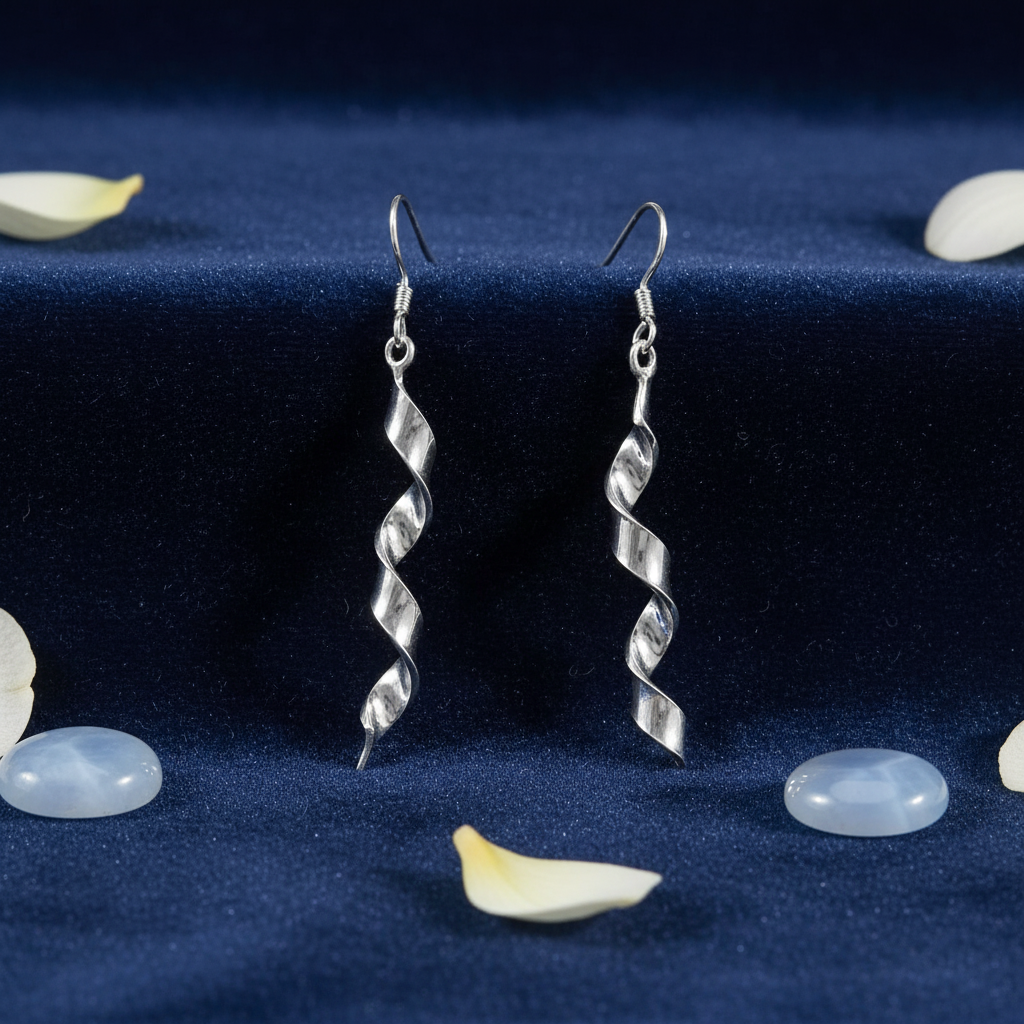 Sterling Silver Curly Drop Earrings