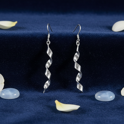 Sterling Silver Curly Drop Earrings