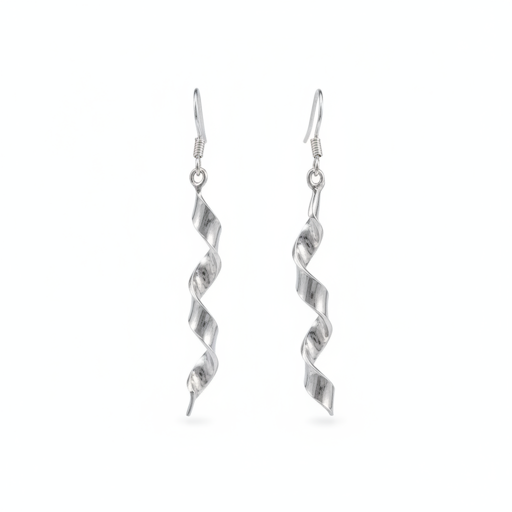 Sterling Silver Curly Drop Earrings
