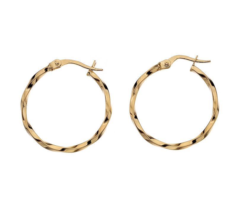 9ct Yellow Gold Twisted Hoop Earrings