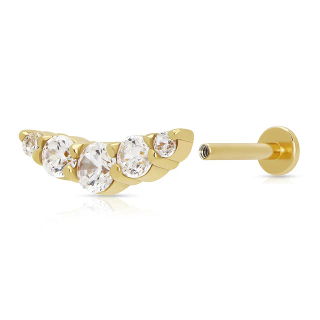 Scream Pretty Gold Zirconia Curve Helix Single Flat Back Earring
