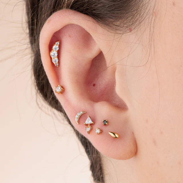 Scream Pretty Gold Zirconia Curve Helix Single Flat Back Earring