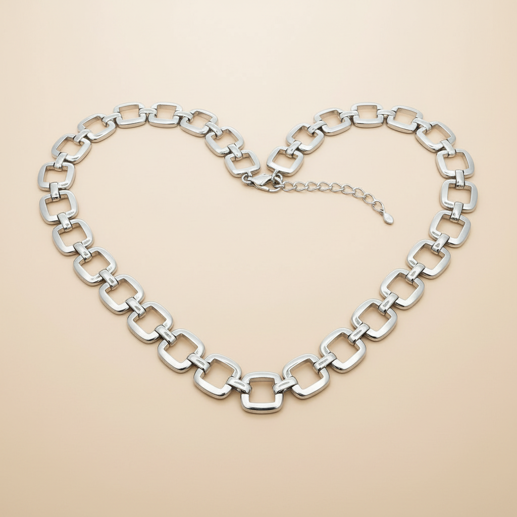 Sterling Silver Open Cushion Necklace