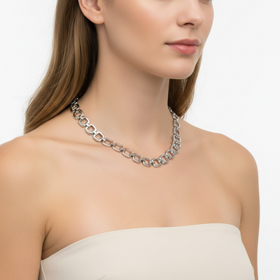 Sterling Silver Open Cushion Necklace