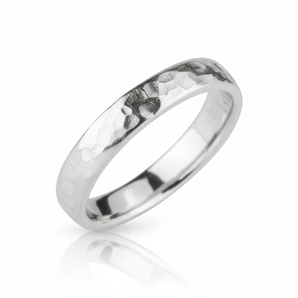 Lavan Sterling Silver Hammered Band Ring