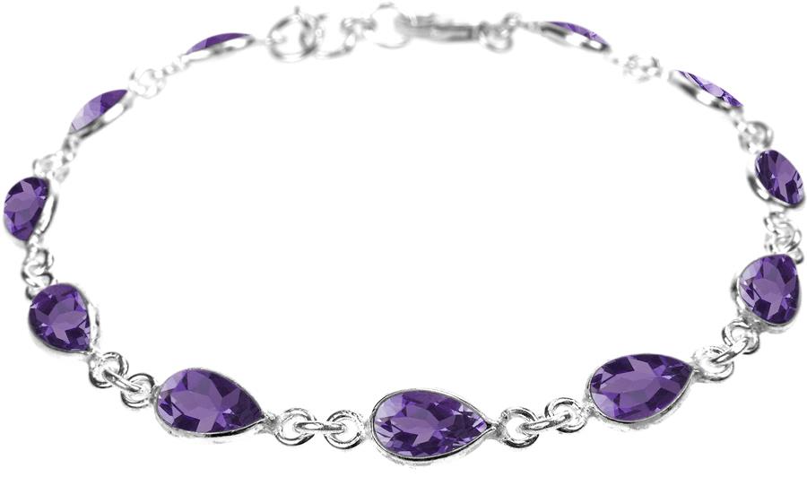 Sterling Silver Faceted Amethyst Teardop Bracelet