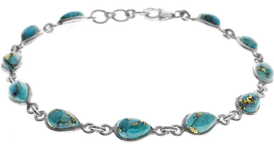 Sterling Silver Blue Mohave Teardop Bracelet