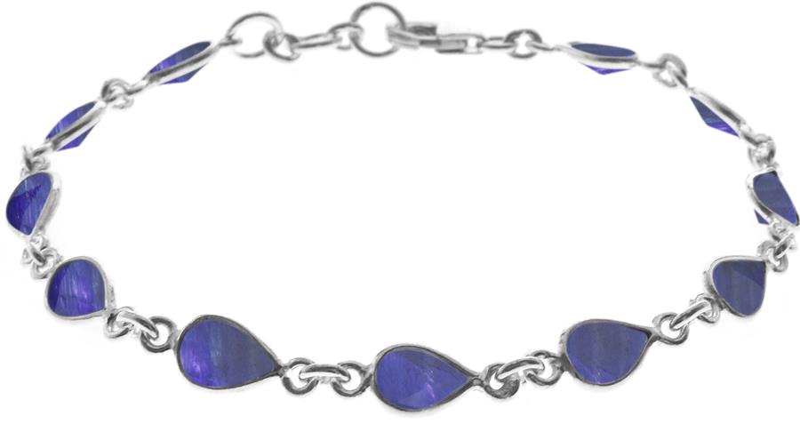 Sterling Silver Sapphire Quartz Teardrop Bracelet