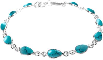 Sterling Silver Teardrop Turquoise Teardrop Bracelet