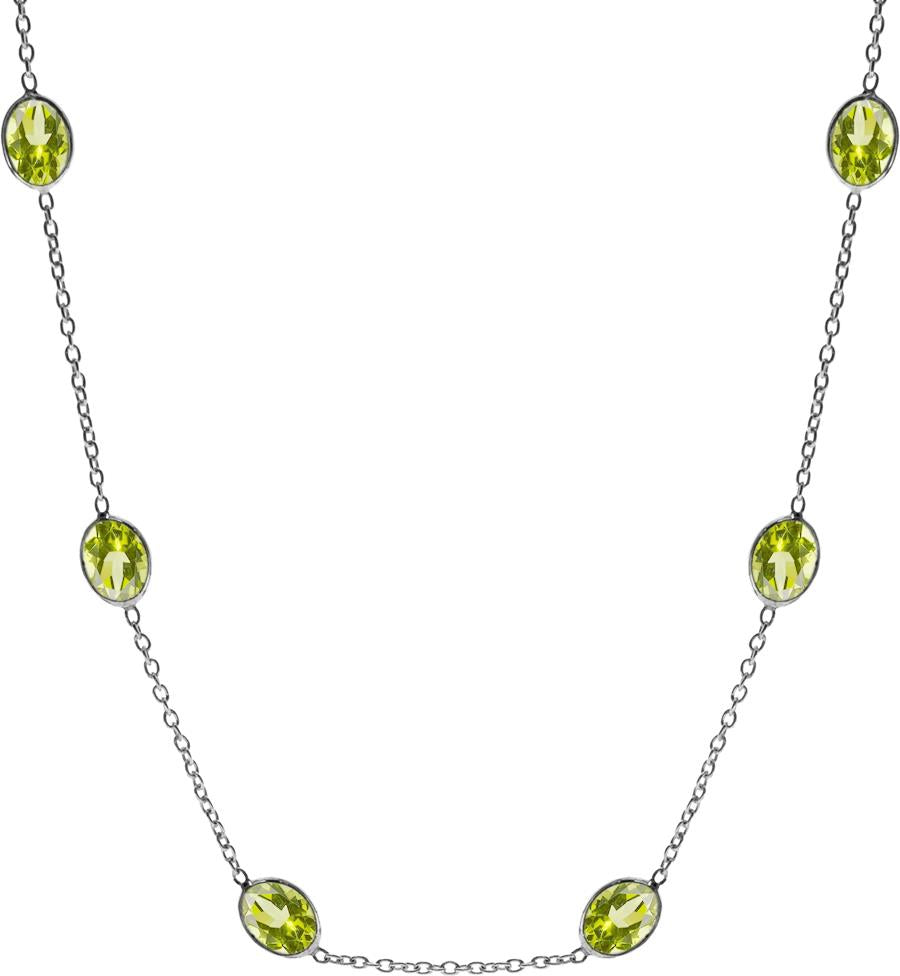 Sterling Silver Bezel-Set Faceted Peridot Necklace