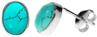 Turquoise Oval Cabochon Plain Stud Earrings