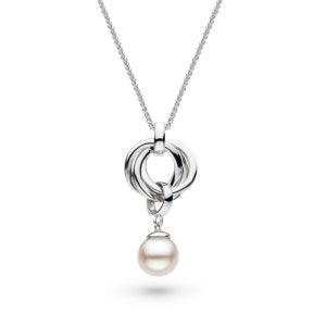 Kit Heath Sterling Silver Bevel Trilogy Pearl Necklace - Rococo Jewellery