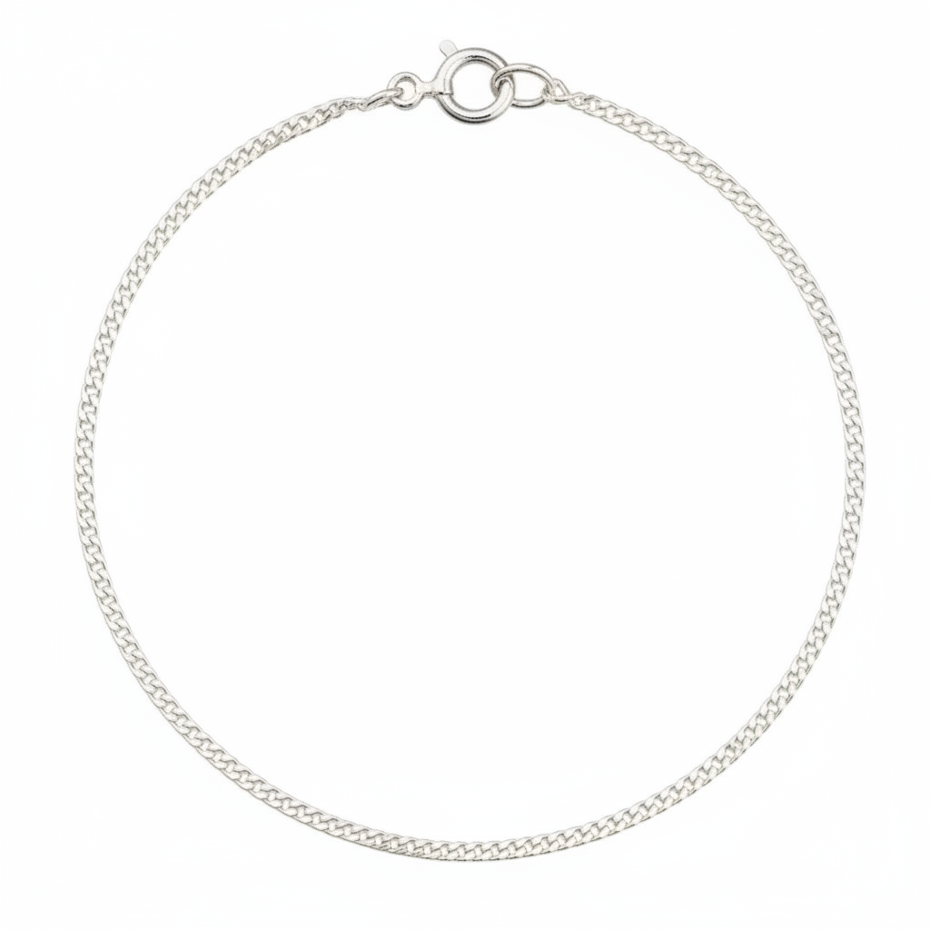 45cm Sterling Silver Slim Curb Chain Necklace