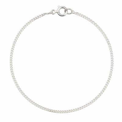 45cm Sterling Silver Slim Curb Chain Necklace
