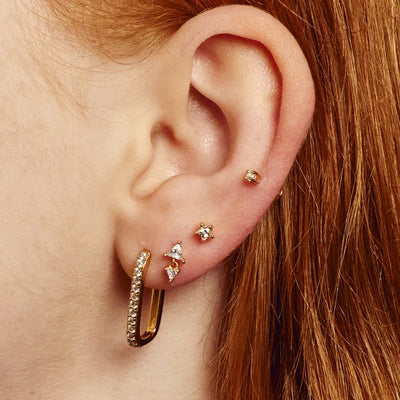 Scream Pretty Gold Diamond Drop Single Flat Back Earring