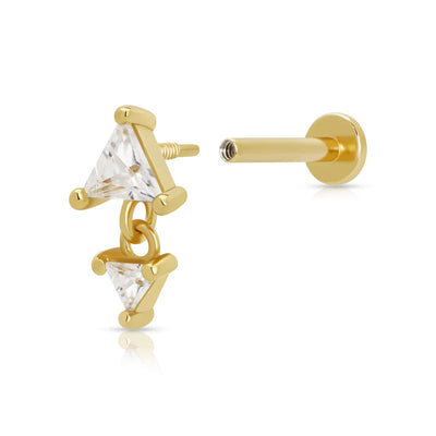 Scream Pretty Gold Diamond Drop Single Flat Back Earring