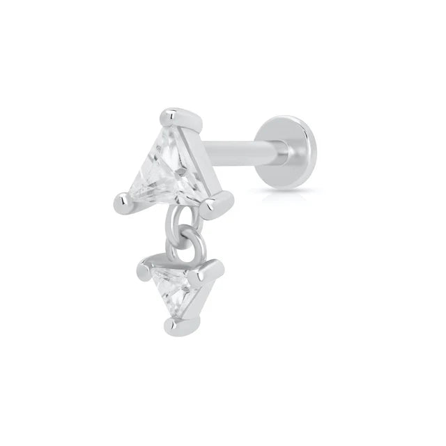 Scream Pretty Silver Diamond Drop Single Flat Back Earring