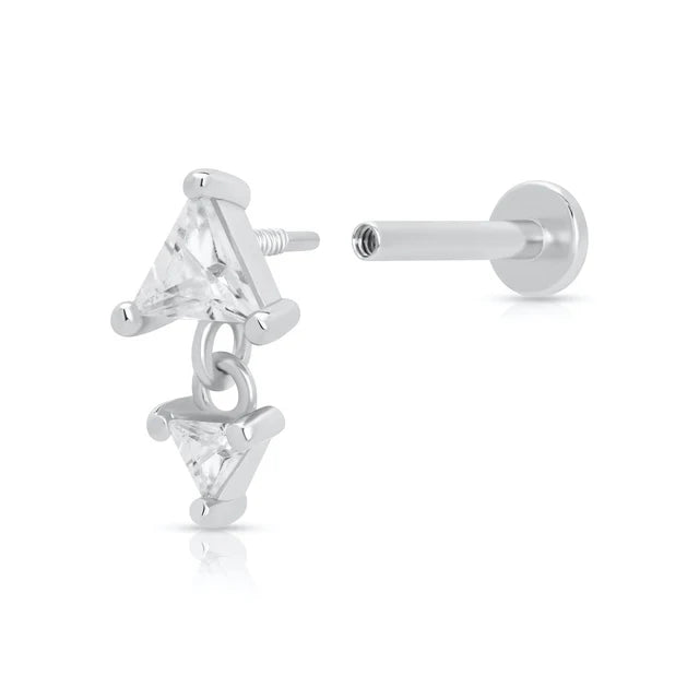 Scream Pretty Silver Diamond Drop Single Flat Back Earring