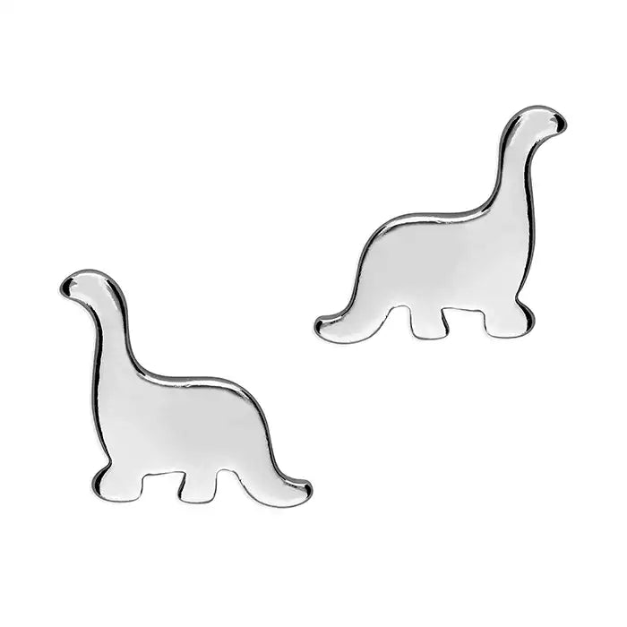 Sterling Silver Small Plain Dinosaur Stud Earrings